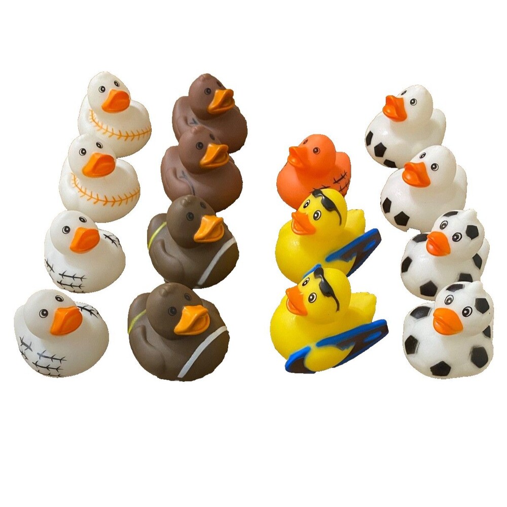 Rubber Duckie Sports lot of 15~Party Favors~Baby Shower~Bath Toys~Duck Jeep~Gift